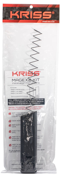 Kriss USA KVAMX2K90BL00 Mag-Ex2 Extension Kit Extended 9mm Luger 40rd Compatible w/Glock 17 Gen3-5 17rd Magazines Black Polymer