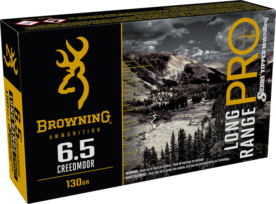 Browning Ammo B192500651 Long Range Pro  6.5 Creedmoor 130 gr 2900 fps Sierra MatchKing BTPT 20 Bx/10 Cs