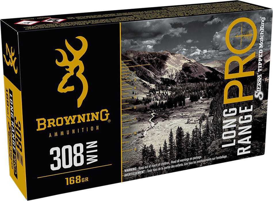 Browning Ammo B192503081 Long Range Pro  308 Win 168 gr 2680 fps Sierra MatchKing BTPT 20 Bx/10 Cs