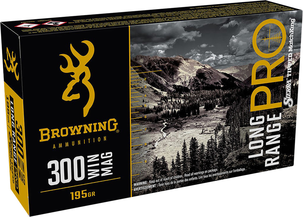 Browning Ammo B192503001 Long Range Pro  300 Win Mag 195 gr Sierra MatchKing BTPT 20 Bx/ 10 Cs