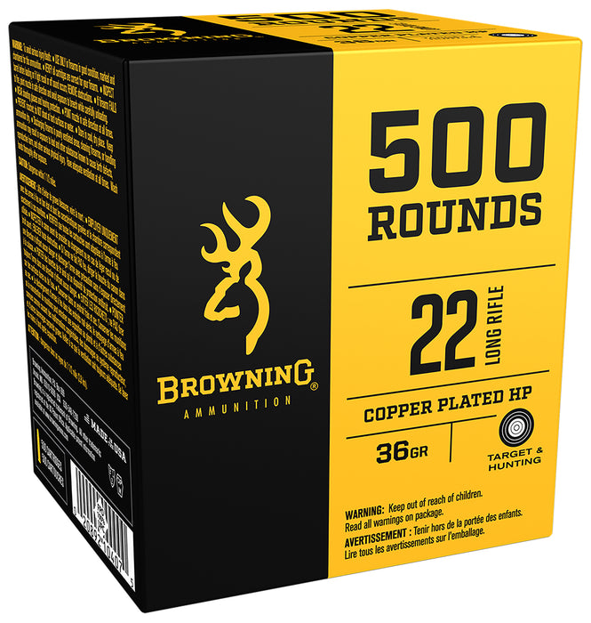 Browning Ammo B194122000 BPR Performance 22 LR 36 gr 1280 fps Plated Hollow Point 1000 Bx/2 Cs