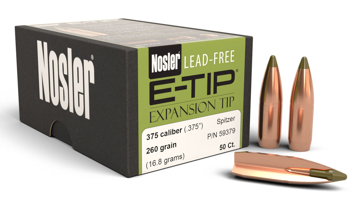 Nosler 59379 E-Tip  375 Cal 260 gr Spitzer Boat Tail/ 50 Per Box