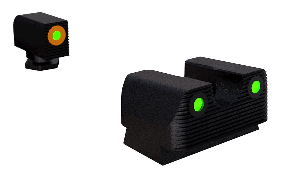 Rival Arms RA1A231G Night Sights for G17/G19  Black | Green Tritium Orange Ring Front Sight Green Tritium Black Ring Rear Sight