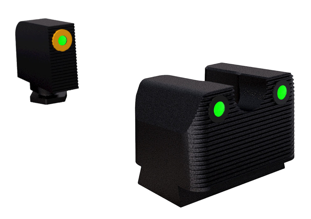 Rival Arms RA3A231G Night Sights for G17/G19  Black | Green Tritium Orange Ring Front Sight Green Tritium Black Ring Rear Sight