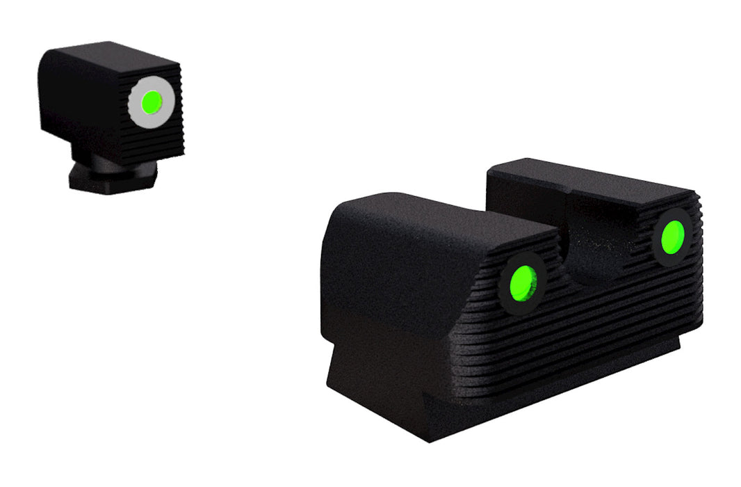 Rival Arms RA1B231G Night Sights for G17/G19  Black | Green Tritium White Ring Front Sight Green Tritium Black Ring Rear Sight