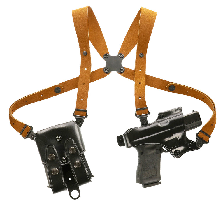 Galco JR202B Jackass Rig Shoulder System Size Fits Chest Up To 56" Black Leather Harness Fits Beretta 92F/FS Fits Taurus PT100 Right Hand