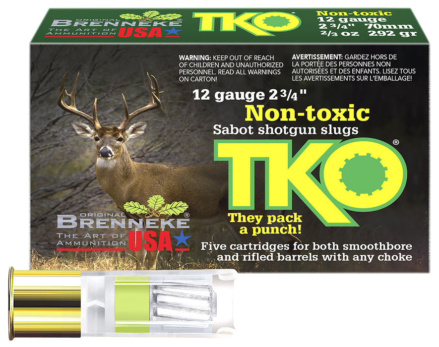 Brenneke SL122TKO TKO  12 Gauge 2.75" 2/3 oz/292 gr 2001 fps Slug Shot 5 Bx/50 Cs