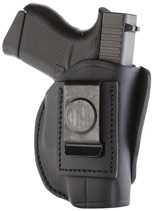 1791 Gunleather 4WH2SBLR 4-Way  IWB/OWB Size 02 Stealth Black Leather Belt Clip Compatible w/Ruger LCP/S&W Bodyguard/Glock 42/43/43X Right Hand