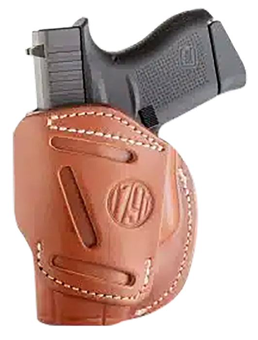 1791 Gunleather 4WH2CBRR 4-Way  IWB/OWB Size 02 Classic Brown Leather Belt Clip Compatible w/Ruger LCP/S&W Bodyguard/Glock 42/43/43X  Right Hand