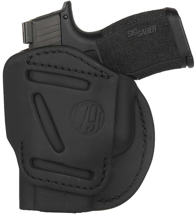 1791 Gunleather 4WH3SBLR 4-Way  IWB/OWB Size 03 Stealth Black Leather Belt Clip Compatible w/Glock 26/Ruger LC9/S&W M&P Shield/2.0 9/40 Right Hand