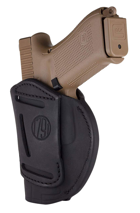 1791 Gunleather 4WH5SBLR 4-Way  IWB/OWB 05 Stealth Black Leather Belt Clip Fits S&W M&P/Springfield XD/Glock 17/HK VP9