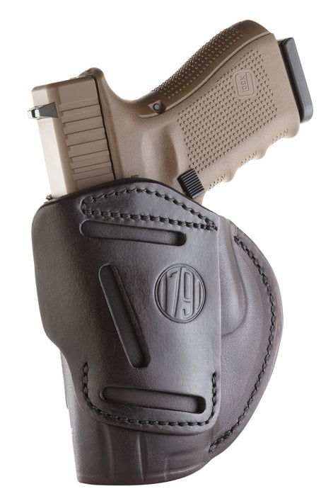 1791 Gunleather 4WH5SBRR 4-Way  IWB/OWB 05 Signature Brown Leather Belt Clip Fits S&W M&P/Springfield XD/Glock 17/HK VP9