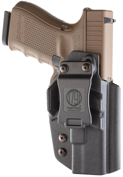 1791 Gunleather TACIWBGLOCKBLKR Tactical Kydex  IWB Black Kydex Belt Clip Compatible w/Glock Right Hand