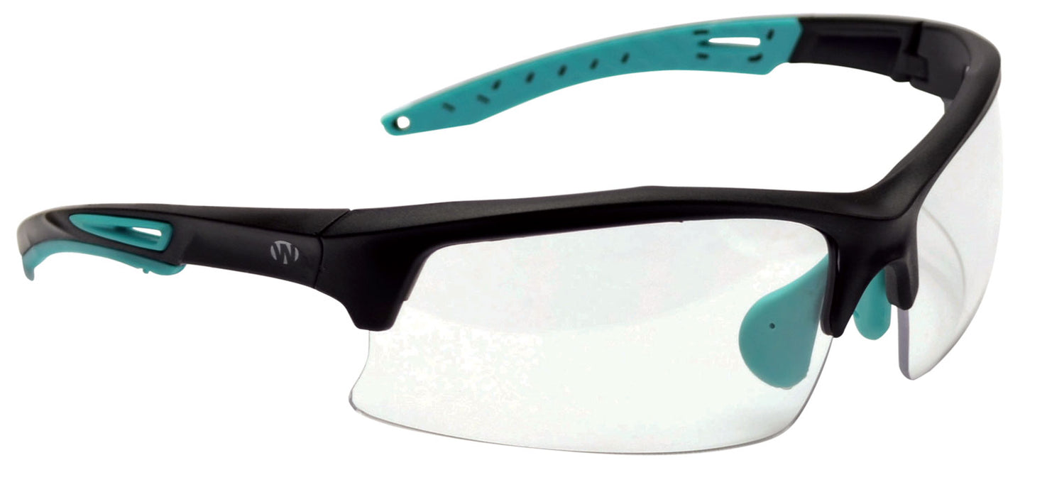 Walker's GWPTLSGLCLR Sport Glasses  Adult Clear Lens Polycarbonate Black with Teal Accents Frame