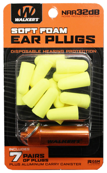 Walker's GWPPLGCANYL Foam Ear Plugs  32 dB Yellow Adult 7 Pair