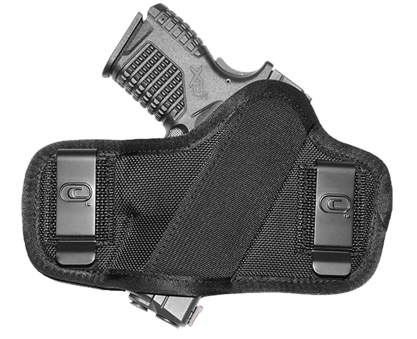 Crossfire Shooting Gear CRFCLPONSA1S2 The Clip-On  OWB Black Ballistic Nylon Belt Clip Fits Subcompact 2-2.50" Barrel Ambidextrous