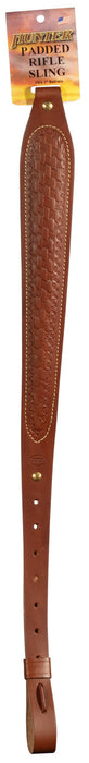 Hunter Company 027149 Cobra Sling made of Chestnut Tan Leather with Basket Weaver Pattern, Padded Design & 1" Swivels for Rifles