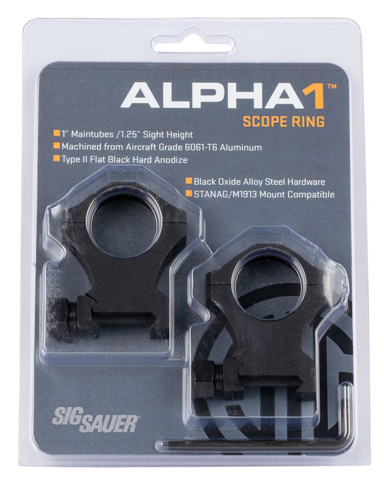 Sig Sauer Electro-Optics SOA10022 Alpha 1  Matte Black 1" Extra High 0 MOA