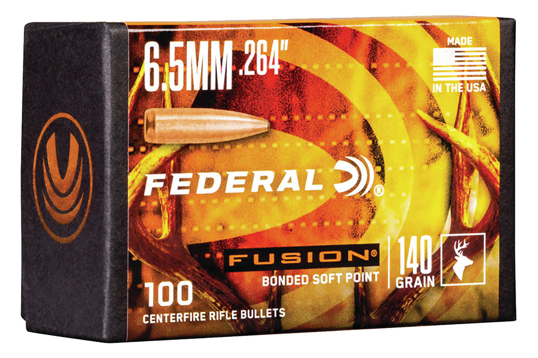 Federal FB264F2 Fusion Component  6.5 Creedmoor .264 140 gr Fusion Soft Point 100 Per Box/ 4 Case