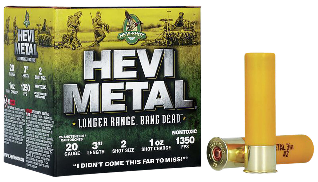 HEVI-Metal HS39002 Hevi-Metal Longer Range 20 Gauge 3" 1 oz 1350 fps 2 Shot 25 Bx/10 Cs