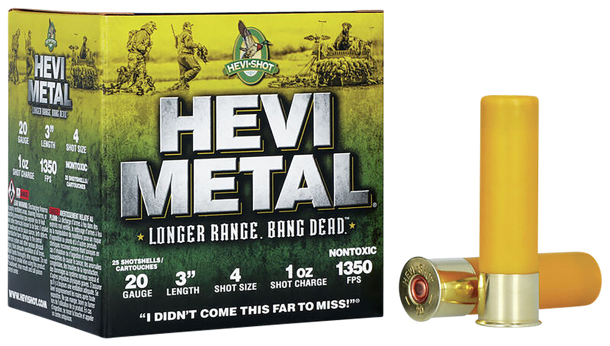 HEVI-Metal HS39004 Hevi-Metal Longer Range 20 Gauge 3" 1 oz 1350 fps 4 Shot 25 Bx/10 Cs