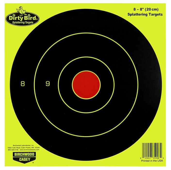 Birchwood Casey 35950 Dirty Bird  Bullseye Paper Hanging Pistol/Rifle Black/Yellow 50 Per Pkg