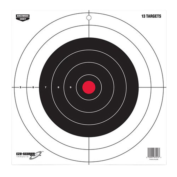 Birchwood Casey 37013 EZE-Scorer  12" Bullseye Paper Hanging Pistol/Rifle Black/Red 13 Per Pkg