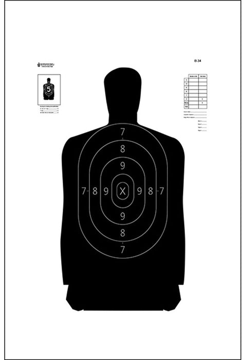 Action Target B34100 Qualification  Silhouette Paper Hanging 25 yds 17.50" x 23" Black/White 100 Per Box