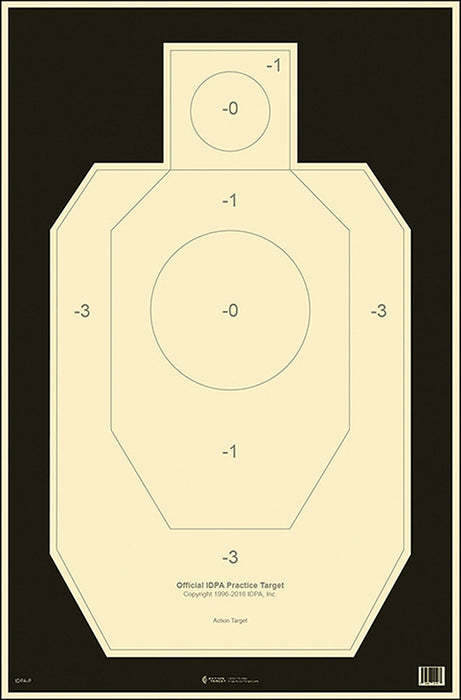 Action Target IDPAP100 Competition Official IDPA Silhouette Tagboard Hanging 23" x 35" Black/White 100 Per Box