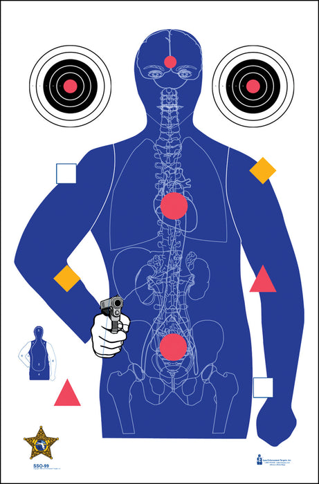 Action Target SSO99100 State-Specific Qualification Sarasota Sheriff's Office Silhouette/Vitals Paper Hanging 23" x 35" Blue 100 Per Box