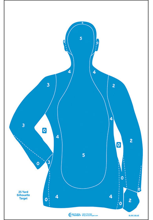 Action Target B21EBLUE100 Qualification  Silhouette Paper Hanging 23" x 35" Blue 100 Per Box