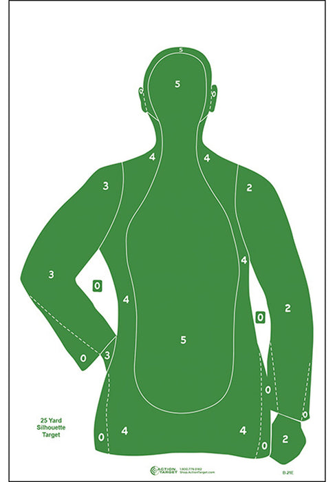 Action Target B21EGREEN100 Qualification  Silhouette Paper Hanging 23" x 35" Green 100 Per Box