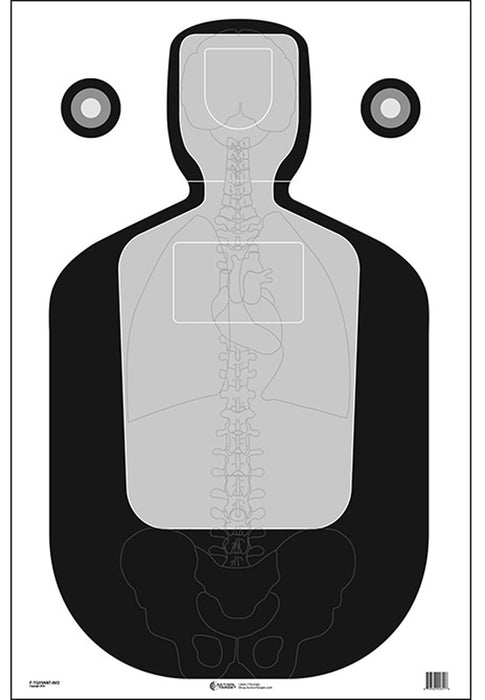 Action Target FTQ19ANTAV2100 Qualification  Silhouette/Vitals Paper Hanging 23" x 35" Black/Gray 100 Per Box