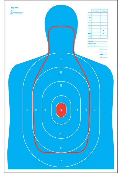 Action Target RCB27EQ100 Qualification B-27E & FBI Q Combo Silhouette Hanging Paper 23" x 35" Blue/White 100 Per Box