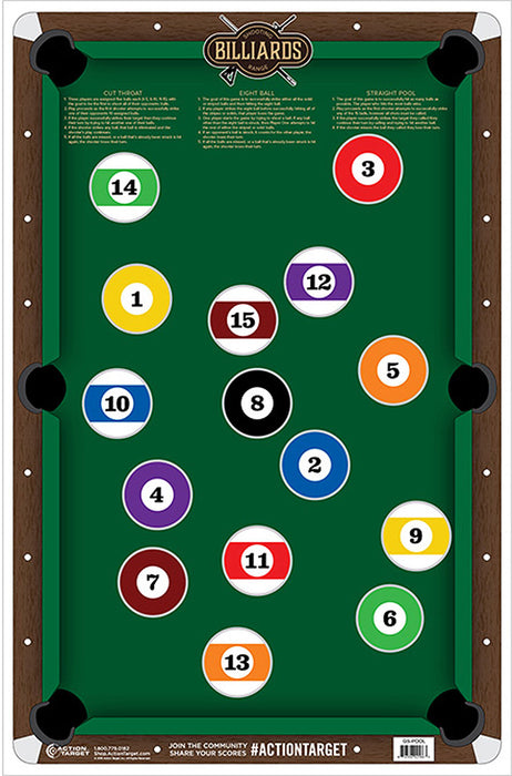 Action Target GSPOOL100 Entertainment  Pool Table Paper Hanging 23" x 35" Multi-Color 100 Per Box