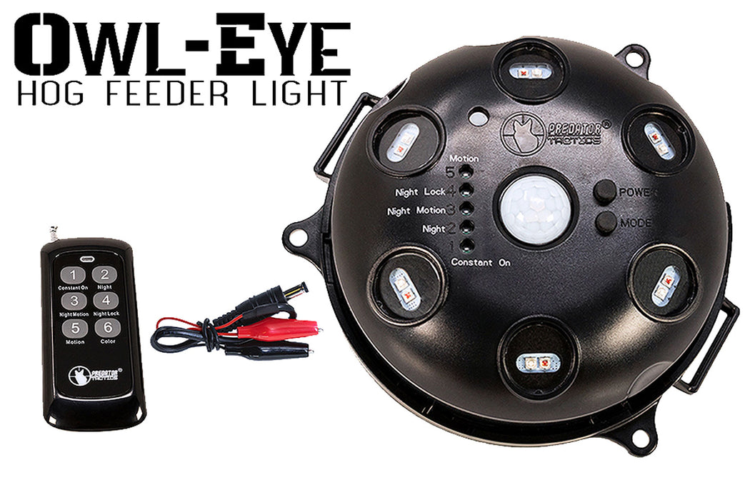 Predator Tactics 97510 Owl-Eye Hog Feeder Light Black Red/Green Filter 50-55' Range Features Wireless Remote