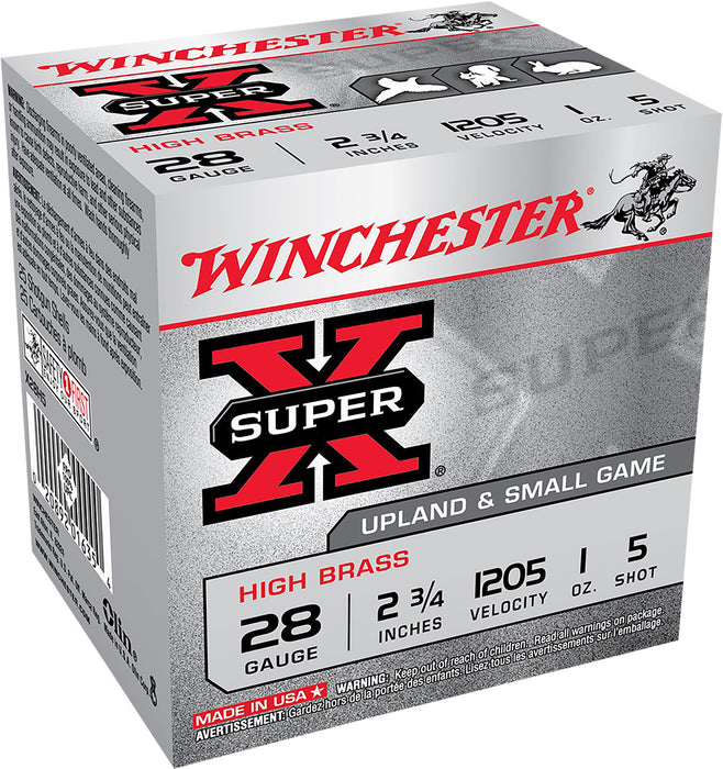 Winchester Ammo X28H5 Super X Heavy Game Load High Brass 28 Gauge 2.75" 1 oz 1205 fps 5 Shot 25 Bx/10 Cs