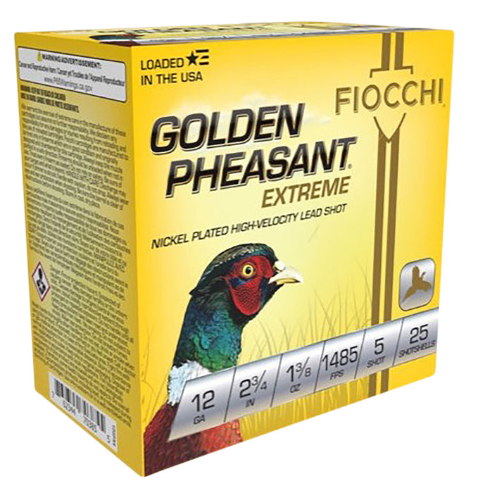 Fiocchi 12GPX5 Golden Pheasant  12 Gauge 2.75" 1 3/8 oz 1485 fps 5 Shot 25 Bx/10 Cs