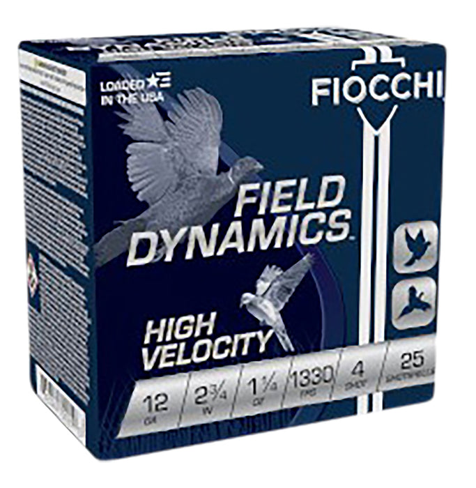 Fiocchi 12HV4 Field Dynamics High Velocity 12 Gauge 2.75" 1 1/4 oz 1330 fps 4 Shot 25 Bx/10 Cs