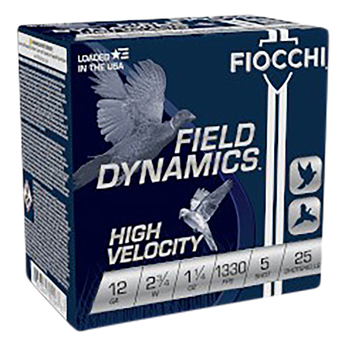 Fiocchi 12HV5 Field Dynamics High Velocity 12 Gauge 2.75" 1 1/4 oz 1330 fps 5 Shot 25 Bx/10 Cs