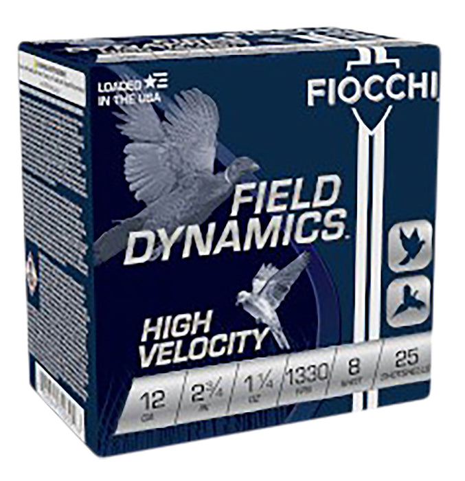 Fiocchi 12HV8 Field Dynamics High Velocity 12 Gauge 2.75" 1 1/4 oz 1330 fps 8 Shot 25 Bx/10 Cs