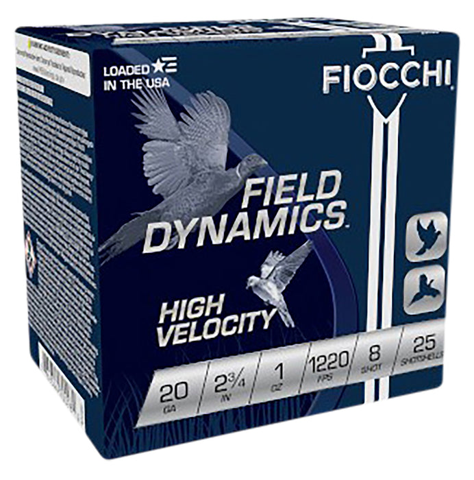 Fiocchi 20HV8 Field Dynamics High Velocity 20 Gauge 2.75" 1 oz 1220 fps 8 Shot 25 Bx/10 Cs