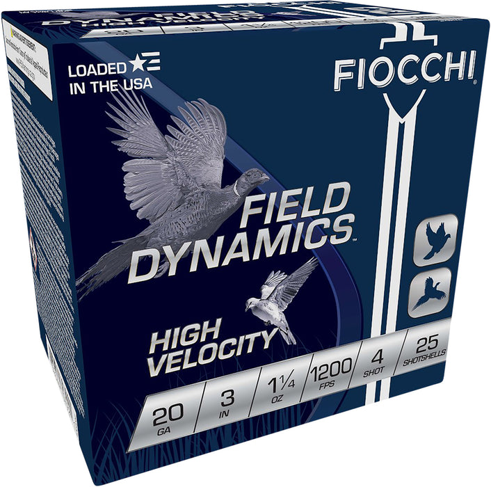 Fiocchi 203HV4 Field Dynamics High Velocity 20 Gauge 3" 1 1/4 oz 1200 fps 4 Shot 25 Bx/10 Cs