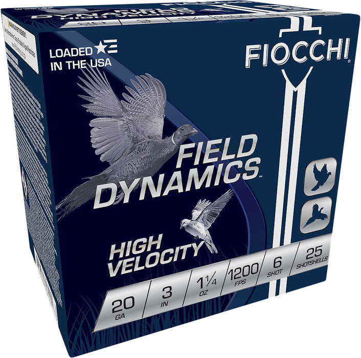 Fiocchi 203HV6 Field Dynamics High Velocity 20 Gauge 3" 1 1/4 oz 1200 fps 6 Shot 25 Bx/10 Cs