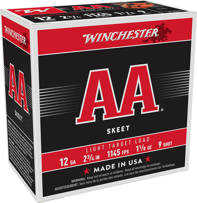 Winchester Ammo AA129 AA Light Target 12 Gauge 2.75" 1 1/8 oz 1145 fps 9 Shot 25 Bx/10 Cs