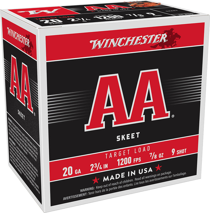 Winchester Ammo AA209 AA Target 20 Gauge 2.75" 7/8 oz 1200 fps 9 Shot 25 Bx/10 Cs