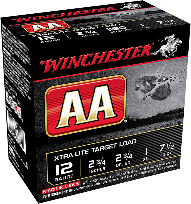 Winchester Ammo AAL127 AA Xtra-Lite Target 12 Gauge 2.75" 1 oz 1180 fps 7.5 Shot 25 Bx/10 Cs