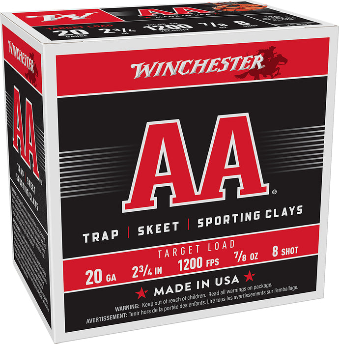 Winchester Ammo AA208 AA Target 20 Gauge 2.75" 7/8 oz 1200 fps 8 Shot 25 Bx/10 Cs