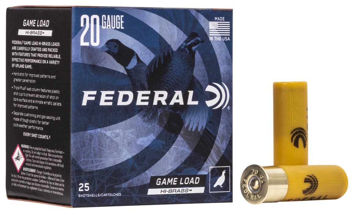 Federal H20475 Game-Shok High Brass 20 Gauge 2.75" 1 oz 1220 fps 7.5 Shot 25 Bx/10 Cs