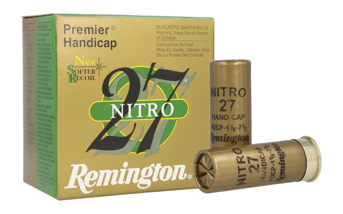 Remington Ammunition 20222 Premier Nitro 27 Handicap 12 Gauge 2.75" 1 1/8 oz 7.5 Shot 25 Per Box/ 10 Cs